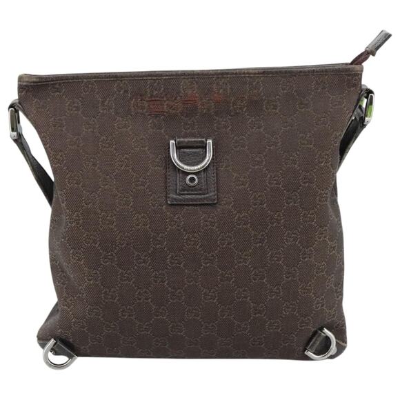 GUCCI GG Canvas Abbey Shoulder Bag Outlet Dark Brown Silver - Picture 2 of 12